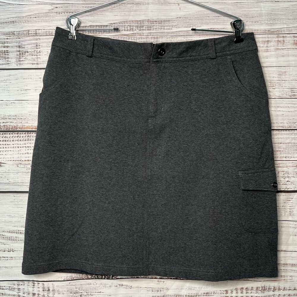 Duluth Trading Co Utility Skirt Women's 16 Gray Cargo Above‎ Knee Cotton Stretch